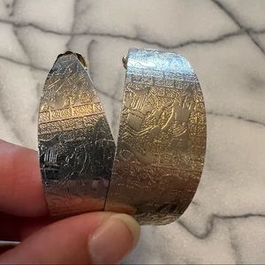 Egyptian Design Gold Half Hoop Earring ✨